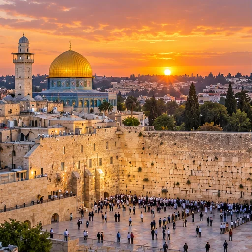 Panoramic view of Jerusalem at sunset