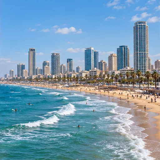 Tel Aviv beachfront and skyline